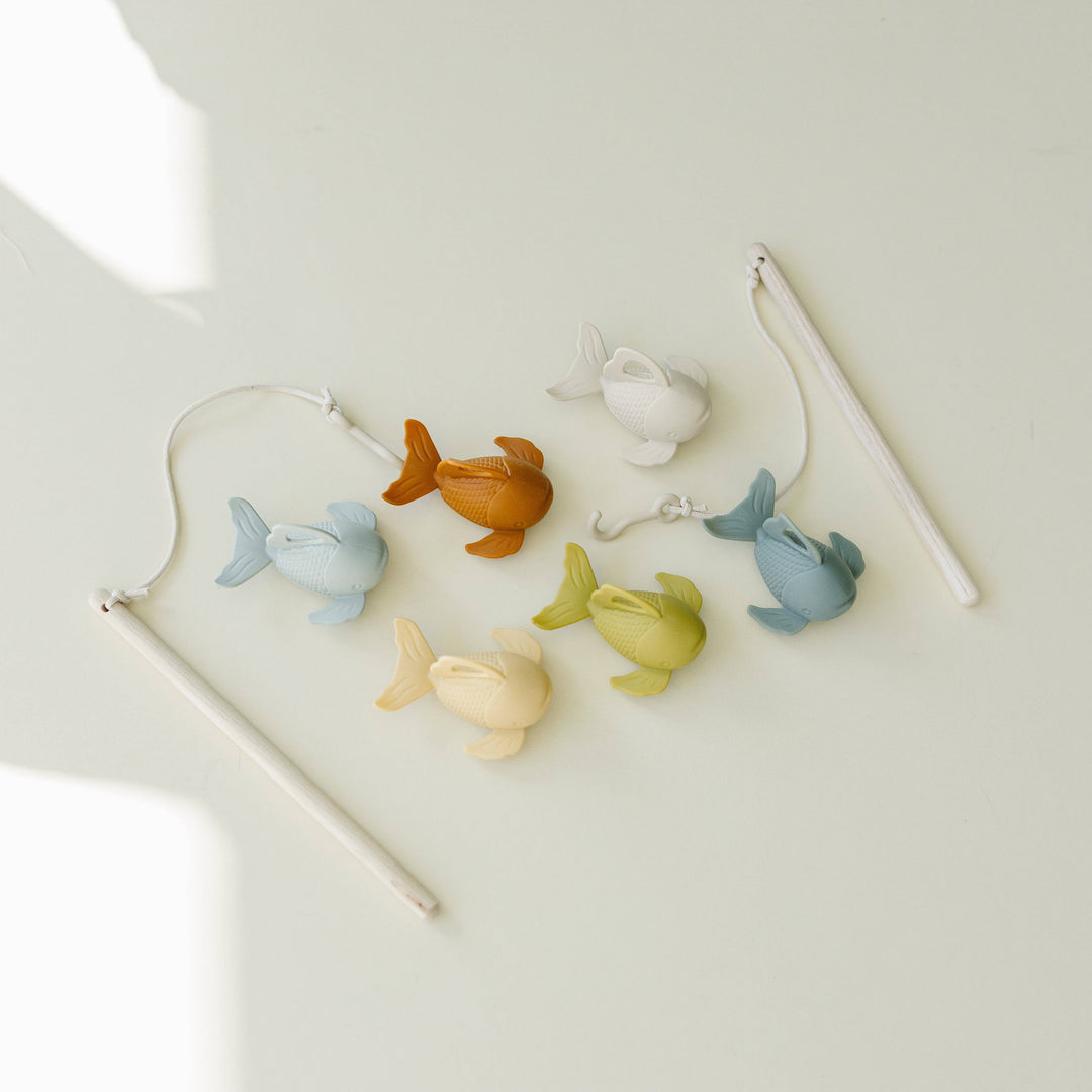 Juego de pesca de silicona y madera