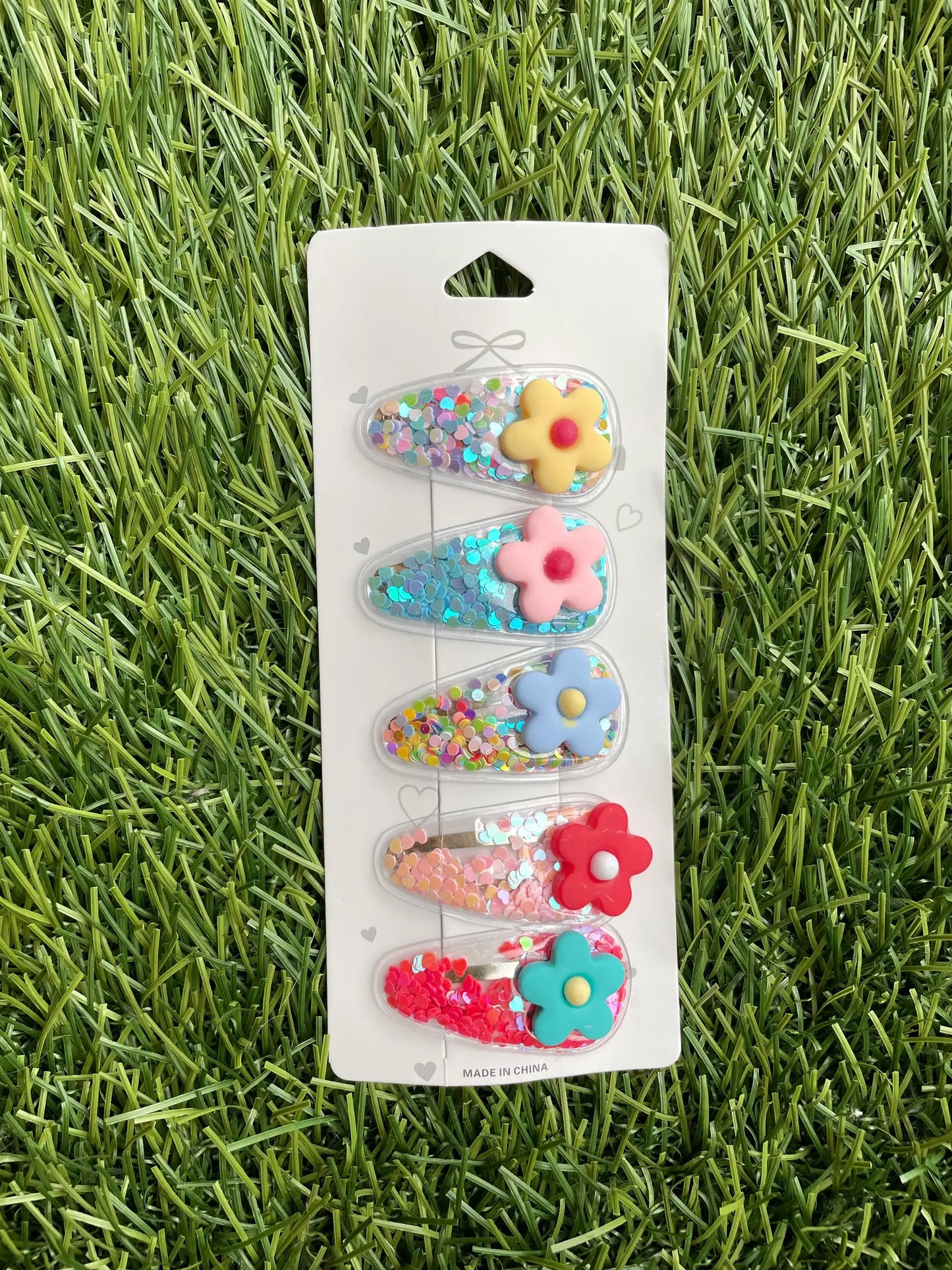 Flower Confetti Hair Clips Set