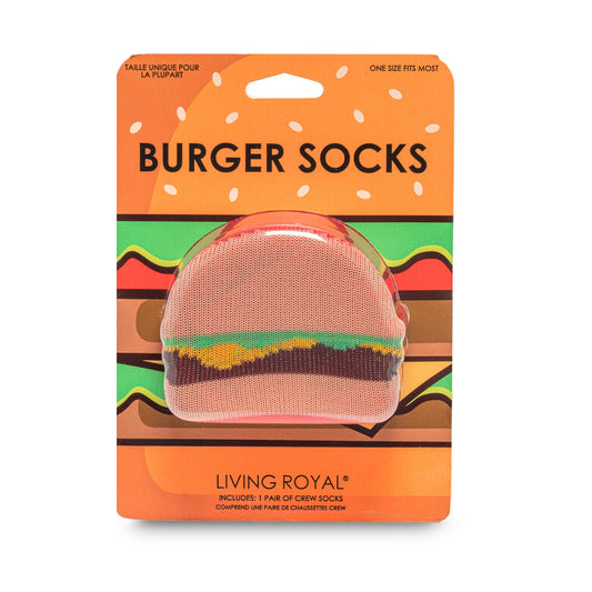 3D Packaged Crew Socks - Burger w/ Fries - Red