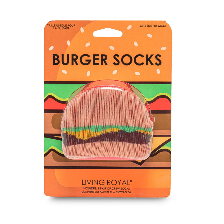 3D Packaged Crew Socks - Burger w/ Fries - Red