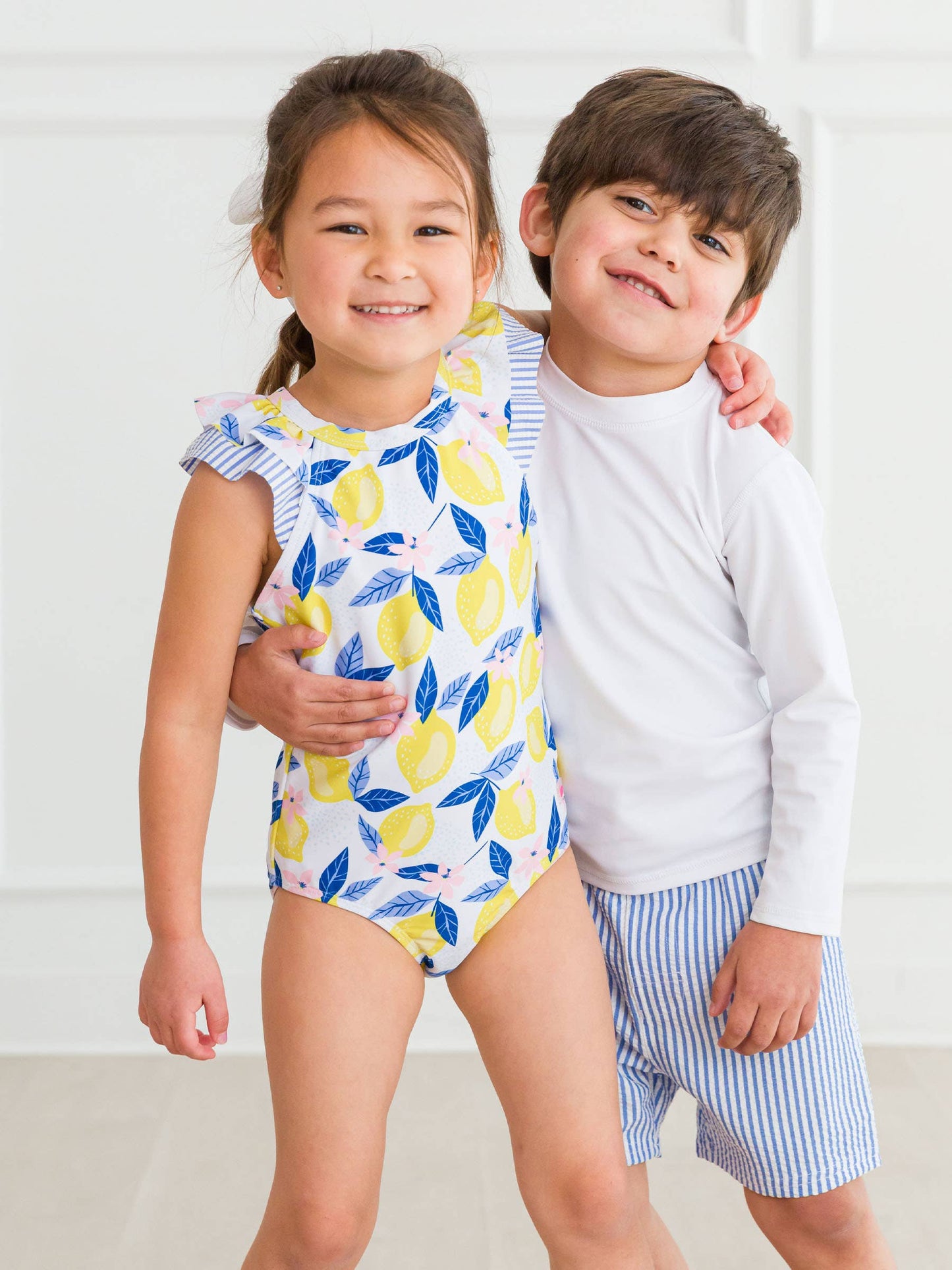 Girls Lemon Capri Bow V-Back One Piece Swimsuit