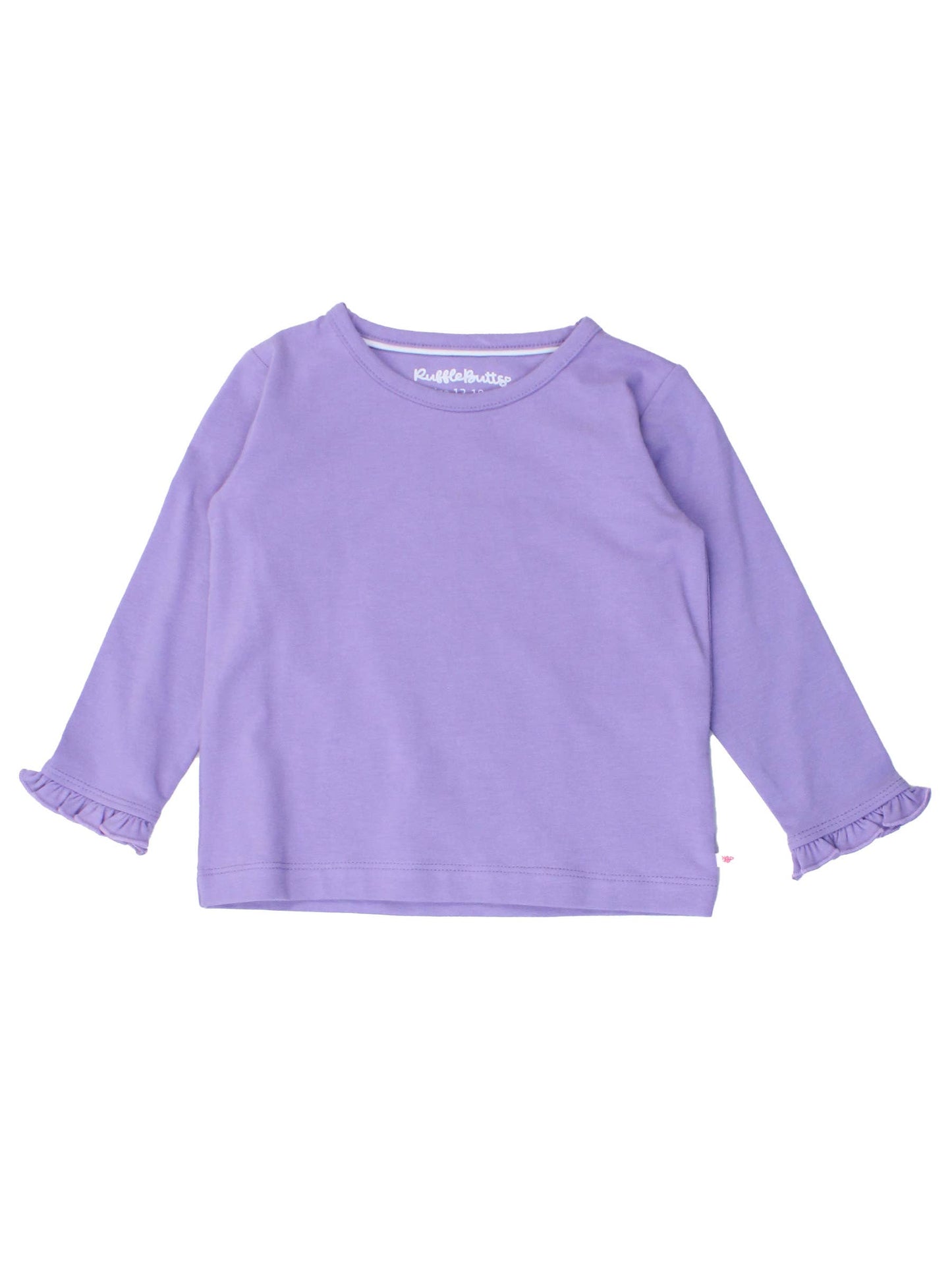 Girls Wisteria Purple Knit Long Sleeve Ruffle Sleeve Top