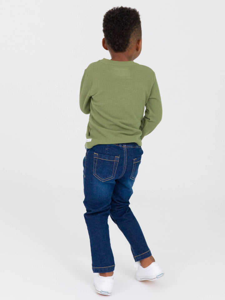 Boys Medium Wash Denim Stretch Denim Pull-on Jeans