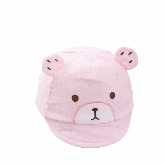 Happy Bear Soft Brim Cap (0-12 months) Pink