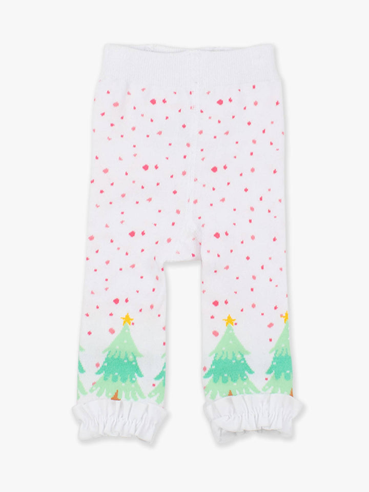 Girls Polka Dot Trees Patterned Footless Ruffle Tights