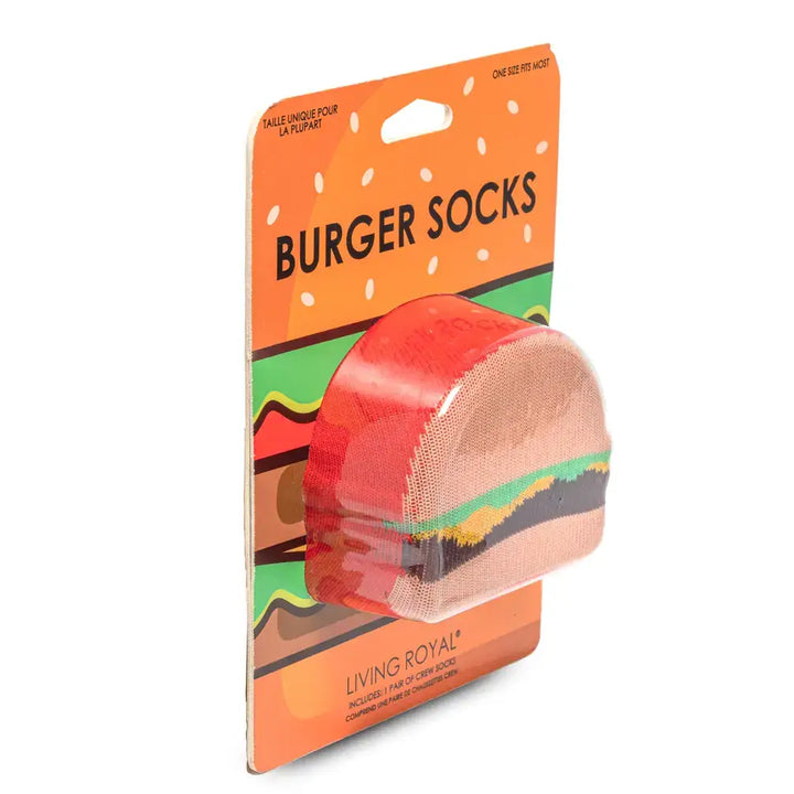 3D Packaged Crew Socks - Burger w/ Fries - Red