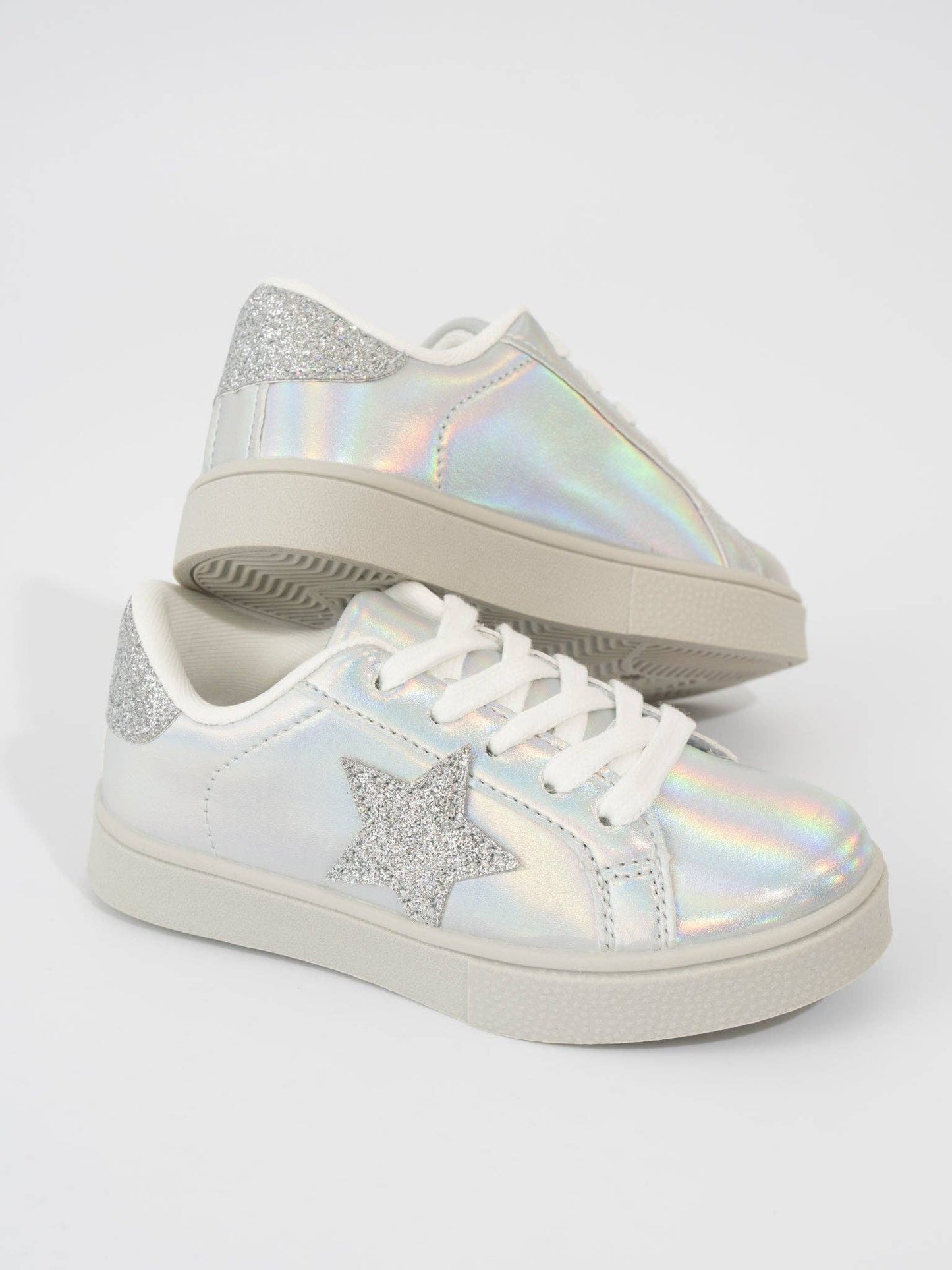Girls' Sparkle Star Sneaker - Holographic Silver