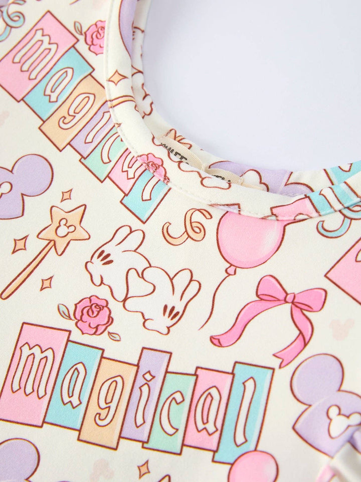 Pastel Magical Theme Girls Flutter Sleeve Dress