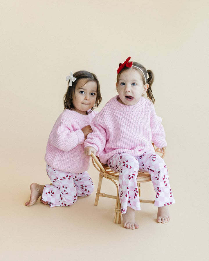 Christmas Candy Cane Kids &amp; Baby Flare Pants | Pink