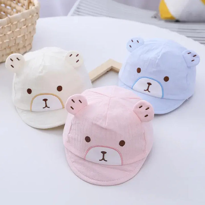 Happy Bear Soft Brim Cap (0-12 months) Pink