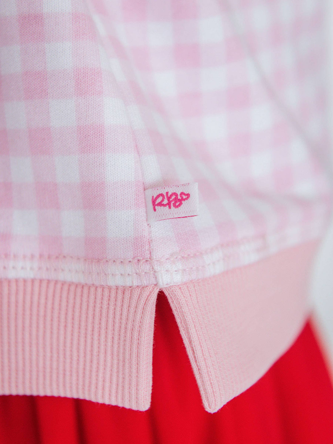 Girls Dear Santa Pink Gingham Applique Flutter Sweatshirt
