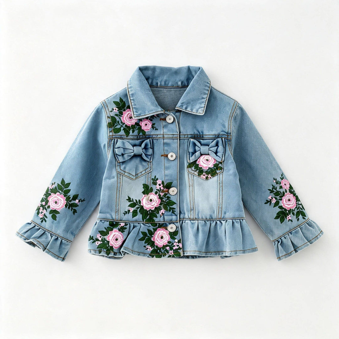 Painted Distressed Rosebud Jean Jackets