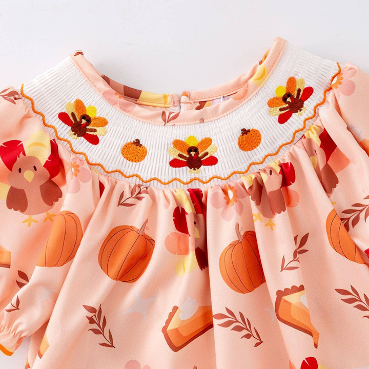 Thanksgiving Smocked Girls Dress