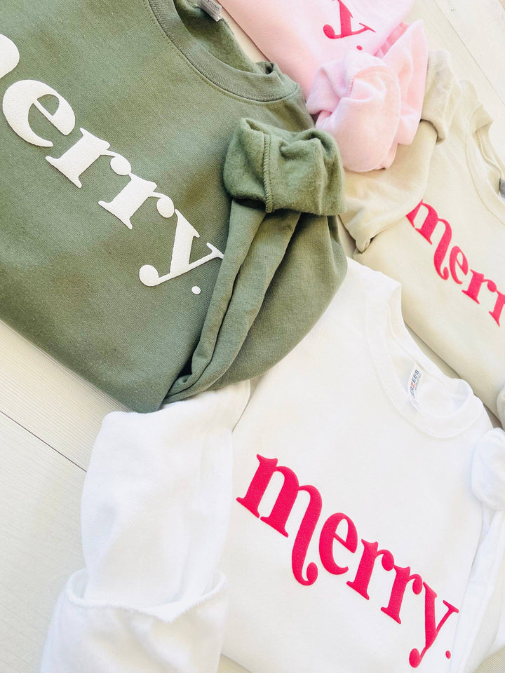 Embossed Retro Merry Christmas Sweatshirt