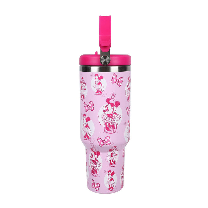Disney Minnie Mouse &amp; Bows All-Over Print 40 Oz Pink Stainless Steel Water Bottle
