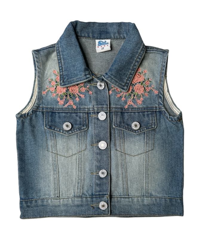 Floral Denim Vest