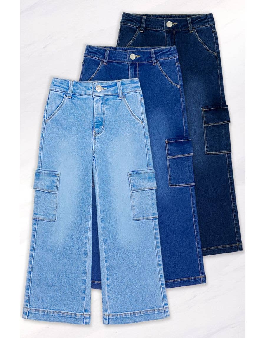 GDP-23-89138A Girl Class Cargo Pocket Jeans