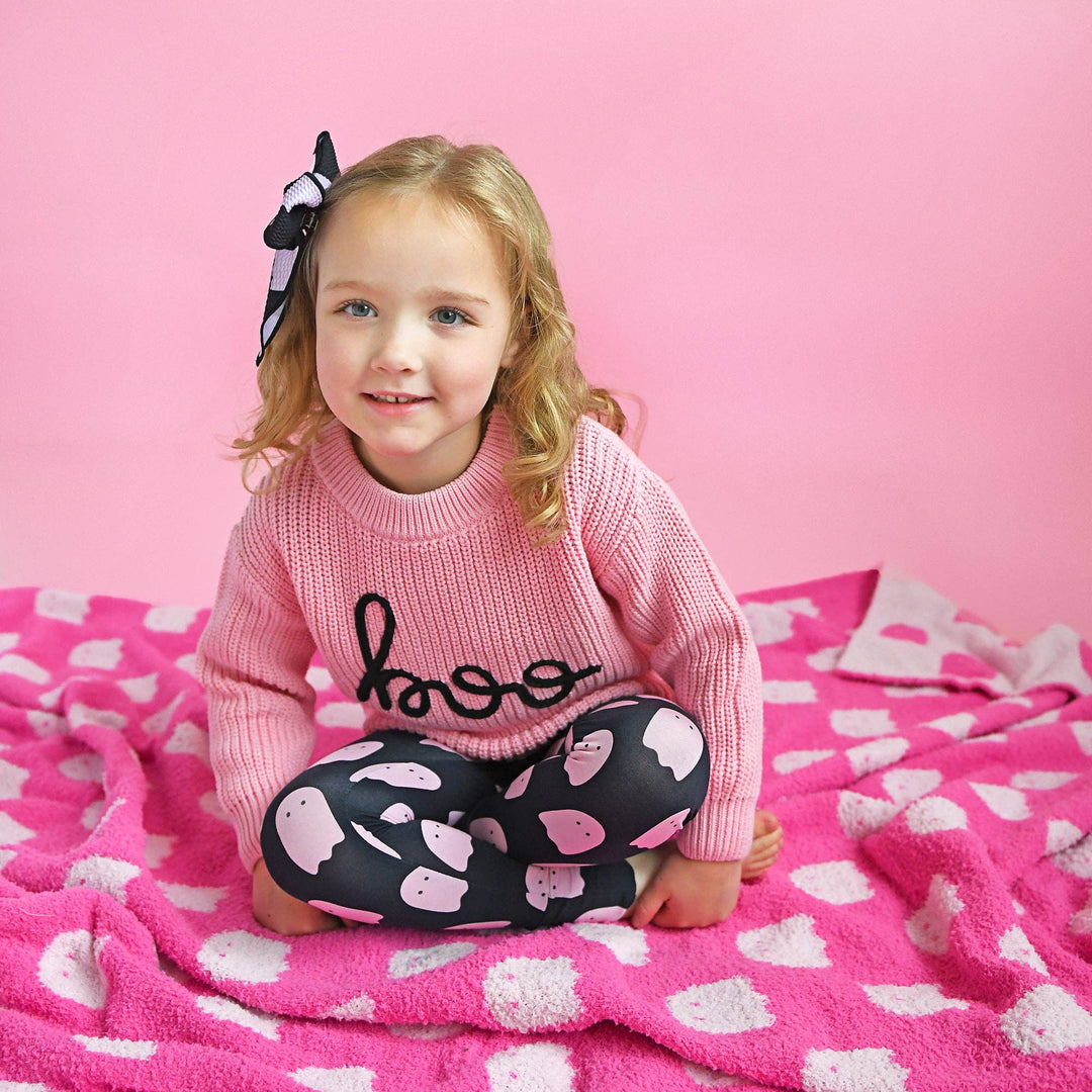 Suéter rosa Boo para Halloween para niños