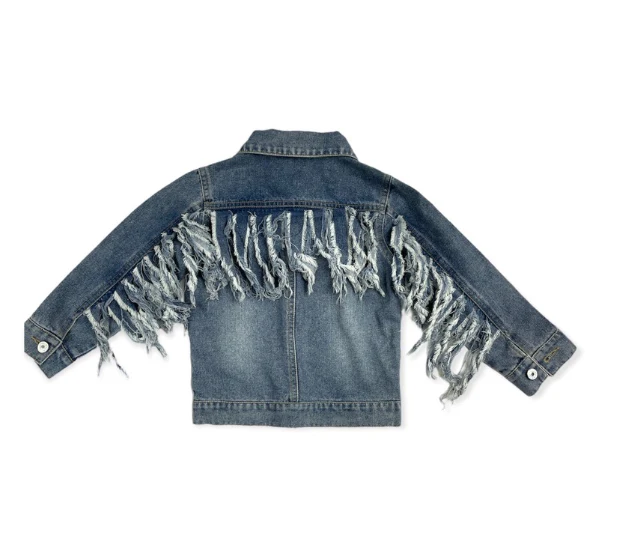 Denim Fringe Jacket, 0M-5T