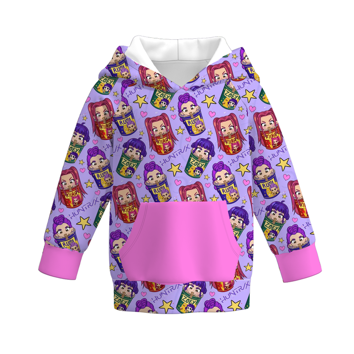 Pop Star Print Pocket Hoodie Sweater for Girls