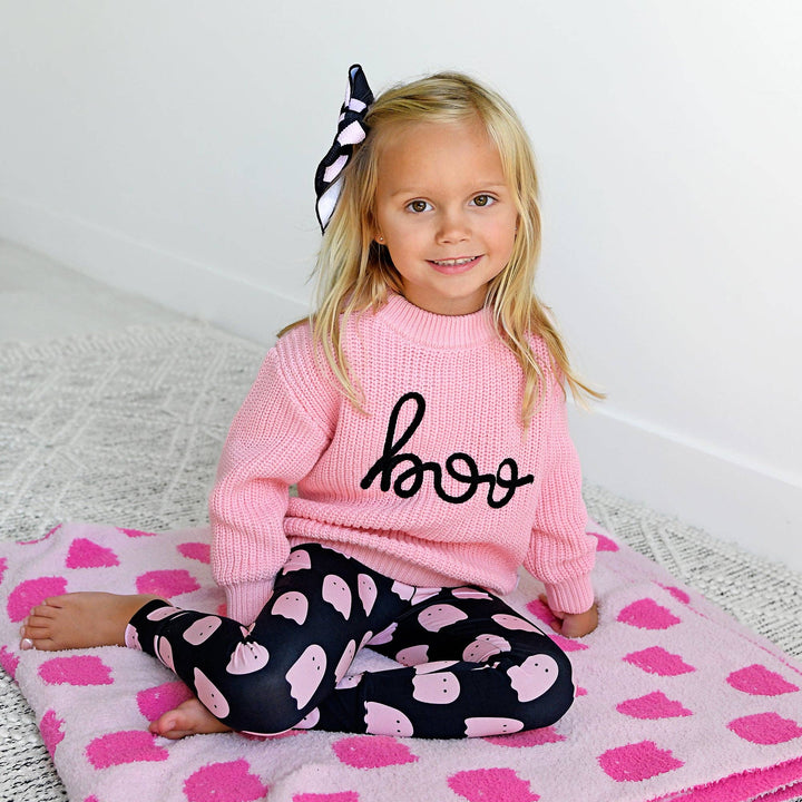 Suéter rosa Boo para Halloween para niños
