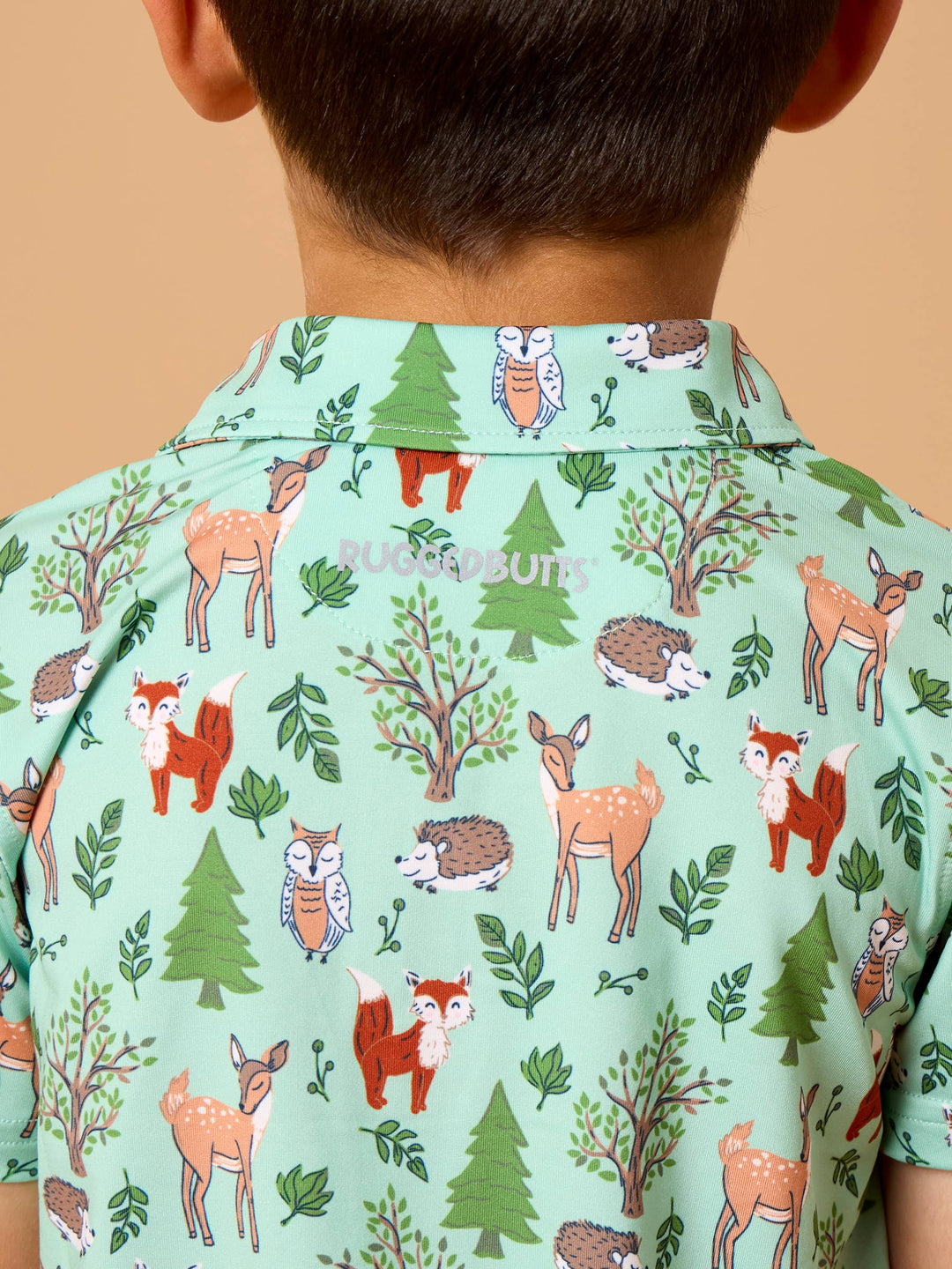 Boys Woodland Friends Knit Short Sleeve Performance Polo