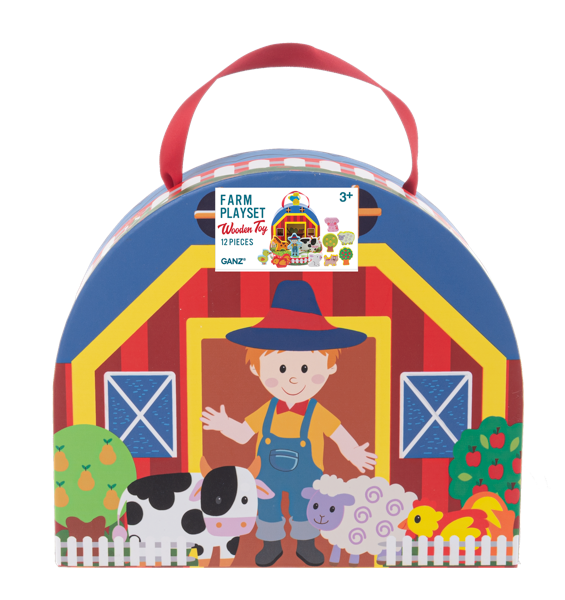 Wooden Farm Playset in Case (12 pc. set)