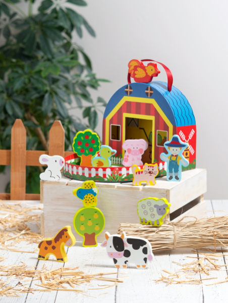 Wooden Farm Playset in Case (12 pc. set)